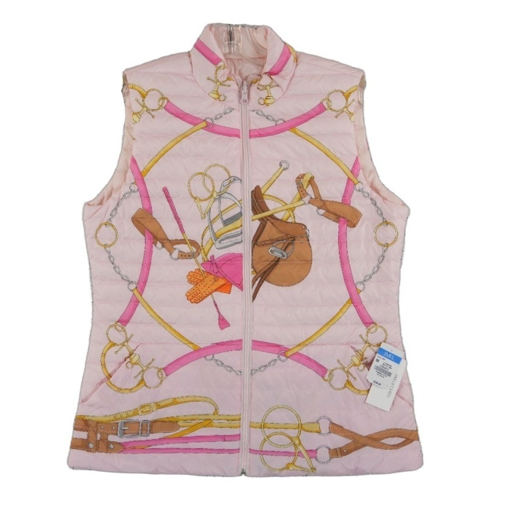 NEW J.McLaughlin Tahoe Equestrian Vest Women's Size Medium Pink Reversible